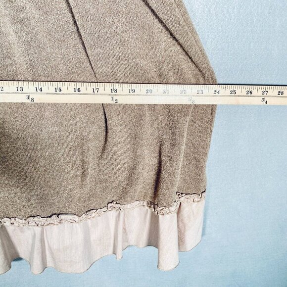 Forla Paris Midi Dress M Beige Cotton Blend Crinkle Pleat Fairycore - Picture 11 of 13